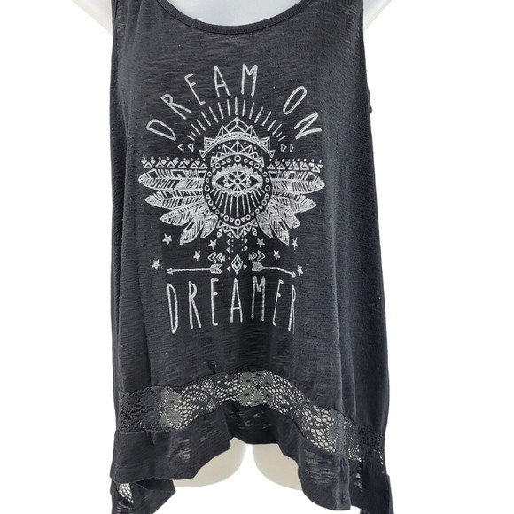 Tunic Tank Top Shirt Junior M 7-9 Dream on Dreamer Sleeveless Scoop Neck Black - Picture 3 of 16